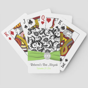Cartas de juego Lime White Black Damask Bat Mitzva