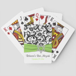 Cartas de juego Lime White Black Damask Bat Mitzva