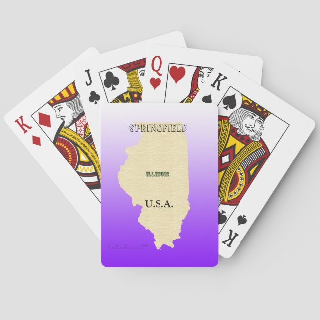 Cartas de juego - Mapa de Illinois con nombre de c (Reverso)