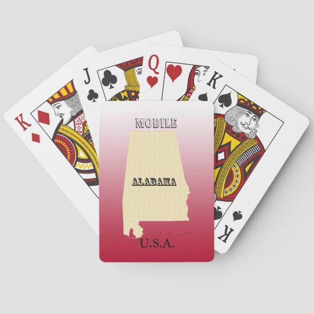 Cartas de juego - Mapa estatal de Alabama con ciud (Reverso)