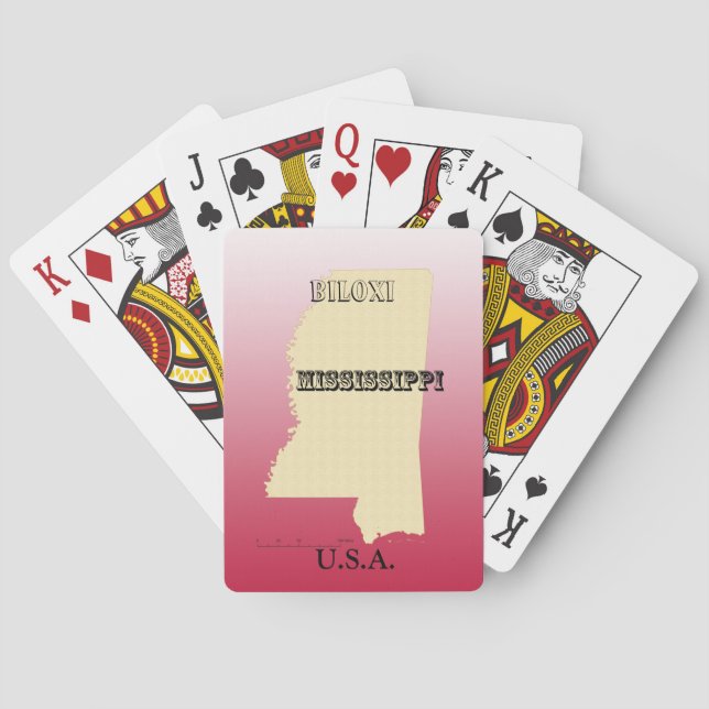 Cartas de juego - Mapa estatal de Mississippi con  (Reverso)