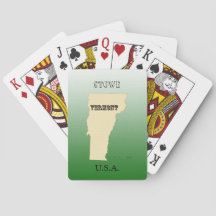 Cartas de juego - Mapa estatal de Vermont con ciud