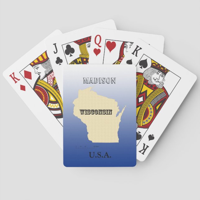 Cartas de juego - Mapa estatal de Wisconsin con ci (Reverso)
