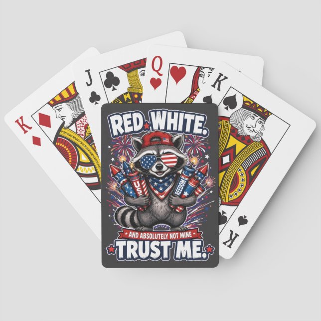 Cartas de Juego Mapache con Fuegos Artificiales 4  (Reverso)