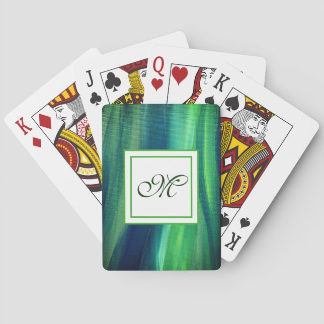 Cartas de juego monograma de la vida verde (Reverso)
