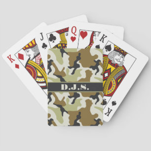 Cartas de juego Monograma Khaki, negro, tan camo