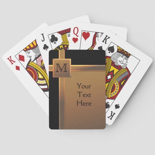 Cartas de juego monograma negro, cobre LOOK (Reverso)