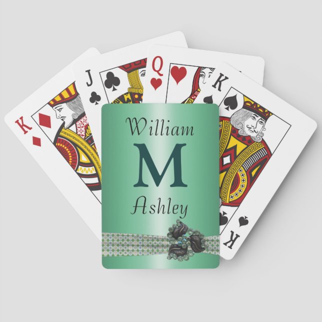 Cartas de juego monogramadas con joyas (Reverso)