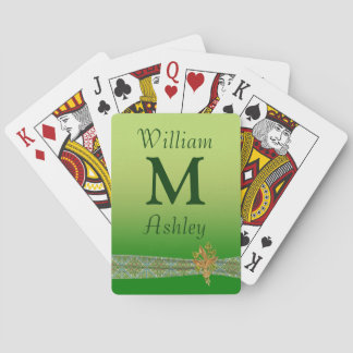 Cartas de juego monogramadas con joyas
