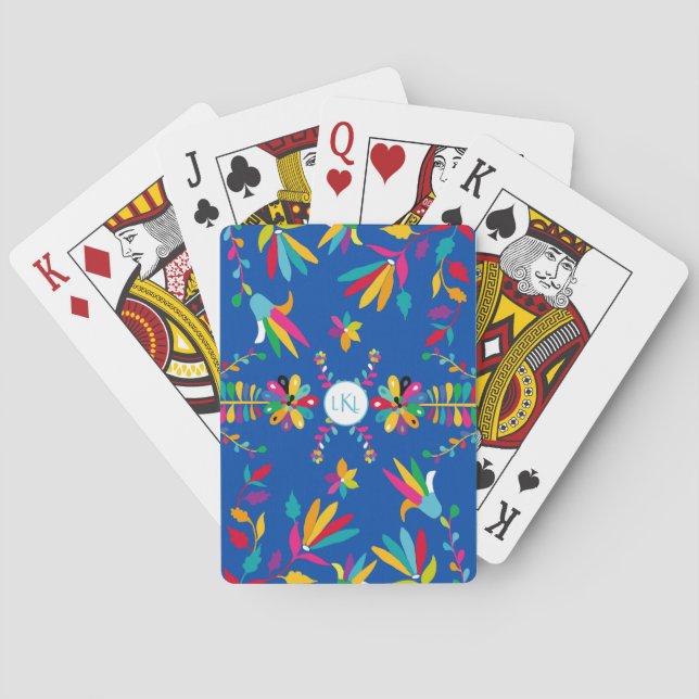 Cartas de juego monogramadas de otomí mexicano (Reverso)
