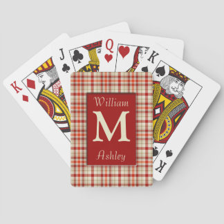 Cartas de juego monogramadas rojas