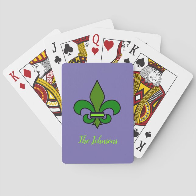 Cartas de Juego Moradas con Flor de Lis de Mardi G (Reverso)