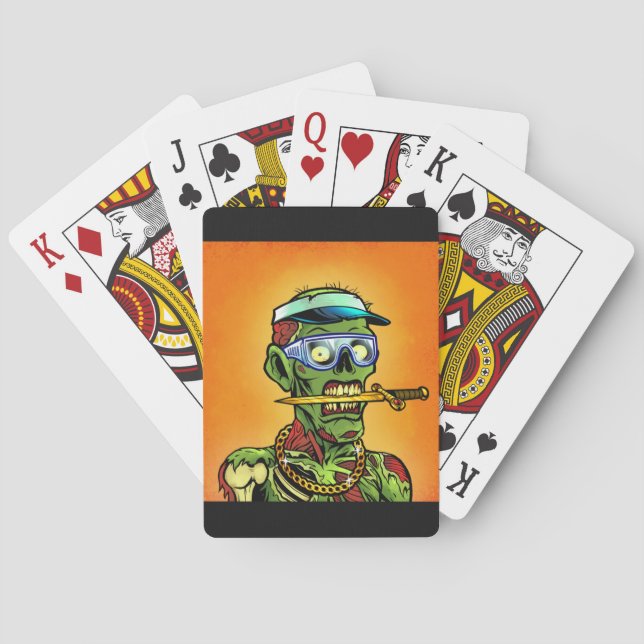 Cartas de juego moradas de zombis (Reverso)