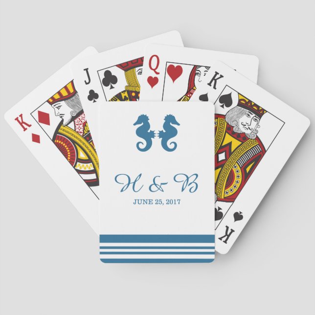 Cartas de juego náuticas de caballitos de mar (Reverso)