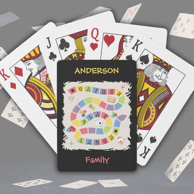 Cartas de Juego Nocturno Retro Coloridas (Deal a winning hand with these vibrant, personalized retro board game playing cards!)
