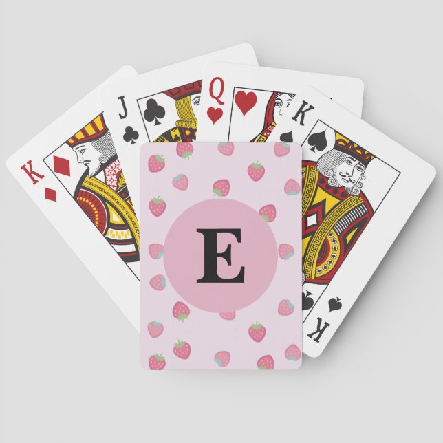 Cartas de juego personalizadas con patrón de fresa (Reverso)