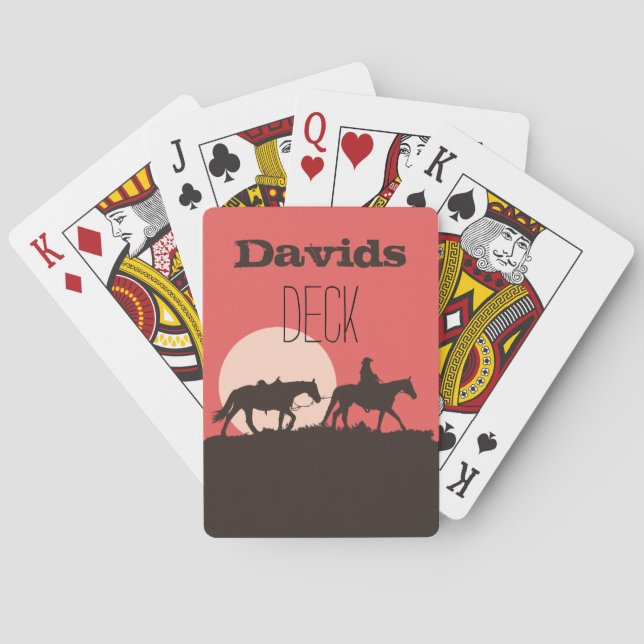 Cartas de juego personalizadas Cowboy Sunset (Reverso)