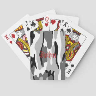 Cartas de juego personalizadas de camuflaje gris y