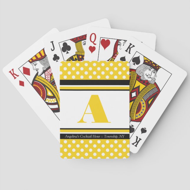 Cartas de juego personalizadas de Polka Dot Yellow (Reverso)