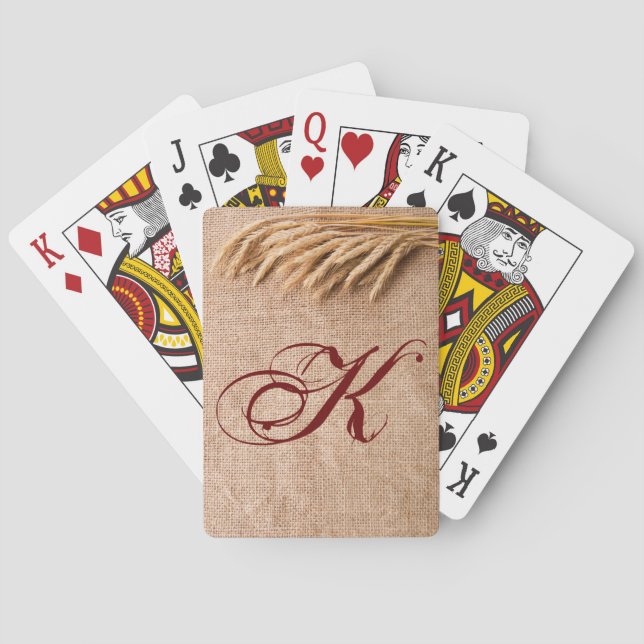 Cartas de juego personalizadas de trigo en burlap  (Reverso)