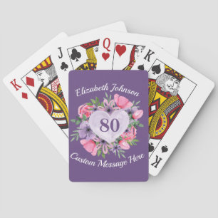 Cartas de juego personalizadas moradas 80 cumpleañ