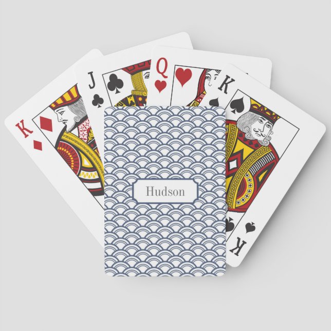 Cartas de juego personalizadas Navy Half Circle (Reverso)
