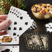 Cartas de juego personalizadas negras y doradas pa