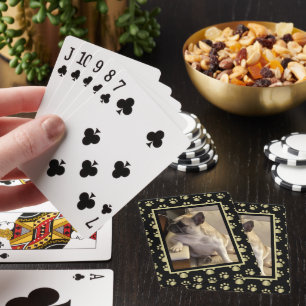 Cartas de juego personalizadas negras y doradas pa