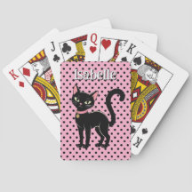 Cartas de juego personalizadas retro gato negro ro