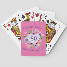 Cartas de juego personalizadas rosadas 80 cumpleañ