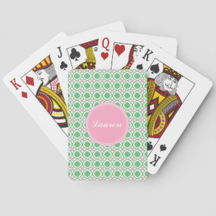 Cartas de juego personalizadas verdes y rosas