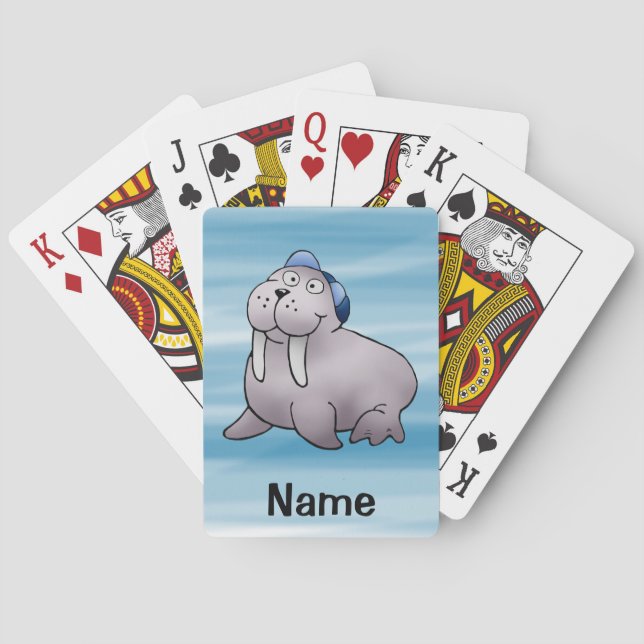 Cartas de juego, Personalizado de Cute Walrus (Reverso)