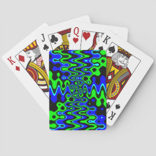 Cartas de juego psicodélicas azules y verdes