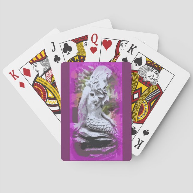 cartas de juego púrpura de sirena sentada (Reverso)