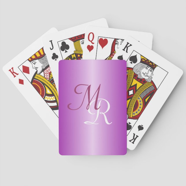 Cartas de juego púrpura monogramadas (Reverso)