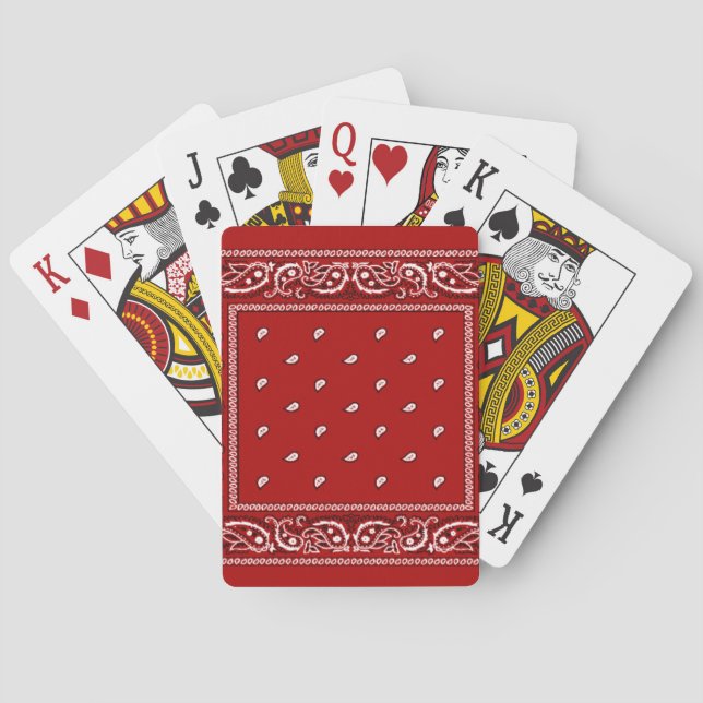 Cartas de juego rojas de Bandana (Reverso)