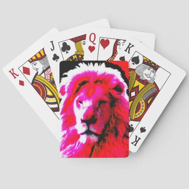 Cartas de juego rosadas de Lion Head (Reverso)