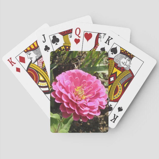 Cartas de juego rosadas de Zinnia (Reverso)