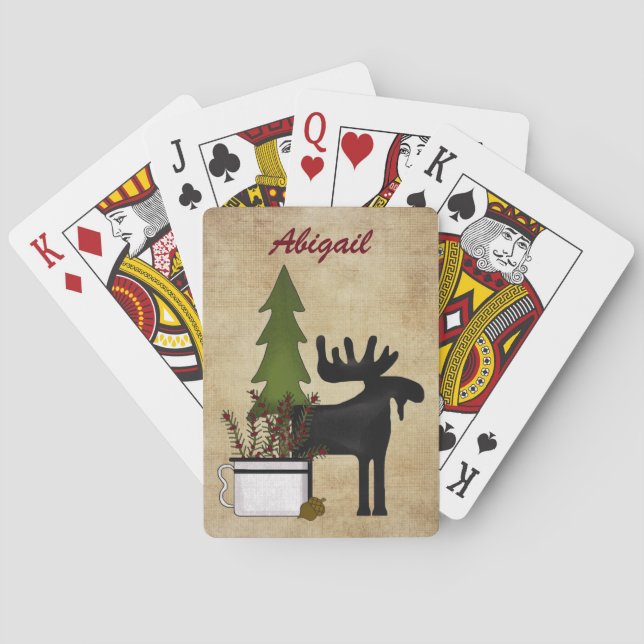 Cartas de juego rusticas personalizadas de Moose d (Reverso)