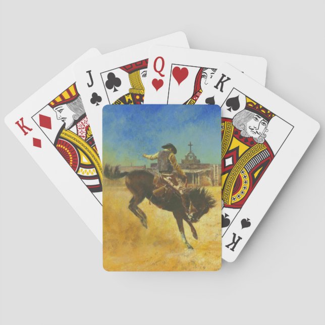 Cartas de juego salvajes del West Bucking Bronco (Reverso)