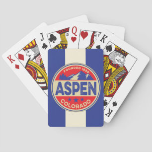 Cartas de juego Ski Aspen azules y rojas