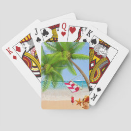 Cartas de juego tropicales en la playa