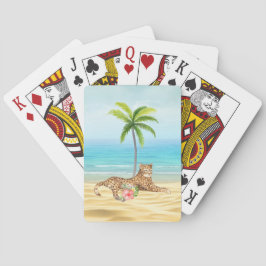 Cartas de juego tropicales en la playa
