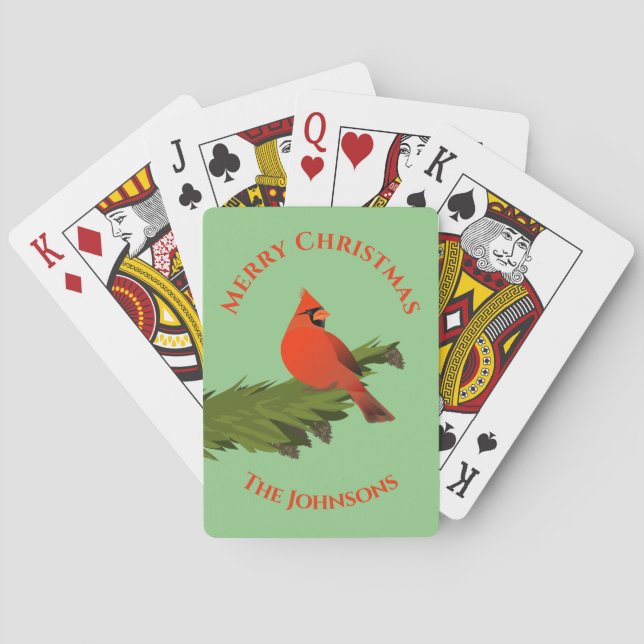 Cartas de juego verdes del cardenal Red Bird (Reverso)