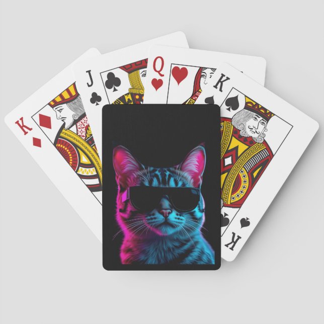 Cartas de juego vibraciones de gato neon (Reverso)
