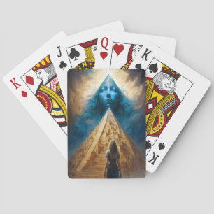 Cartas de juego visionales en pirámide surrealista