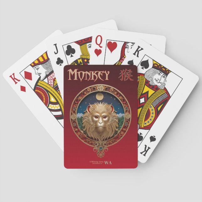 Cartas de juego zodiac chinas - Rótulo del MONKEY (Reverso)