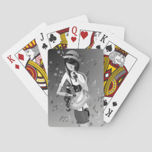 Cartas de jugar de saxofonista payaso monocromo