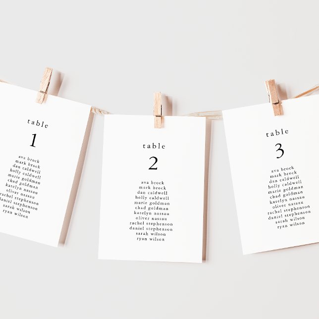 Cartas de la tabla de asientos de los Bodas Minima (EMELIA Boho Minimalist Wedding Seating Chart Cards)