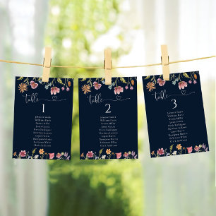 Cartas de la tabla de asientos del Boda de flores 